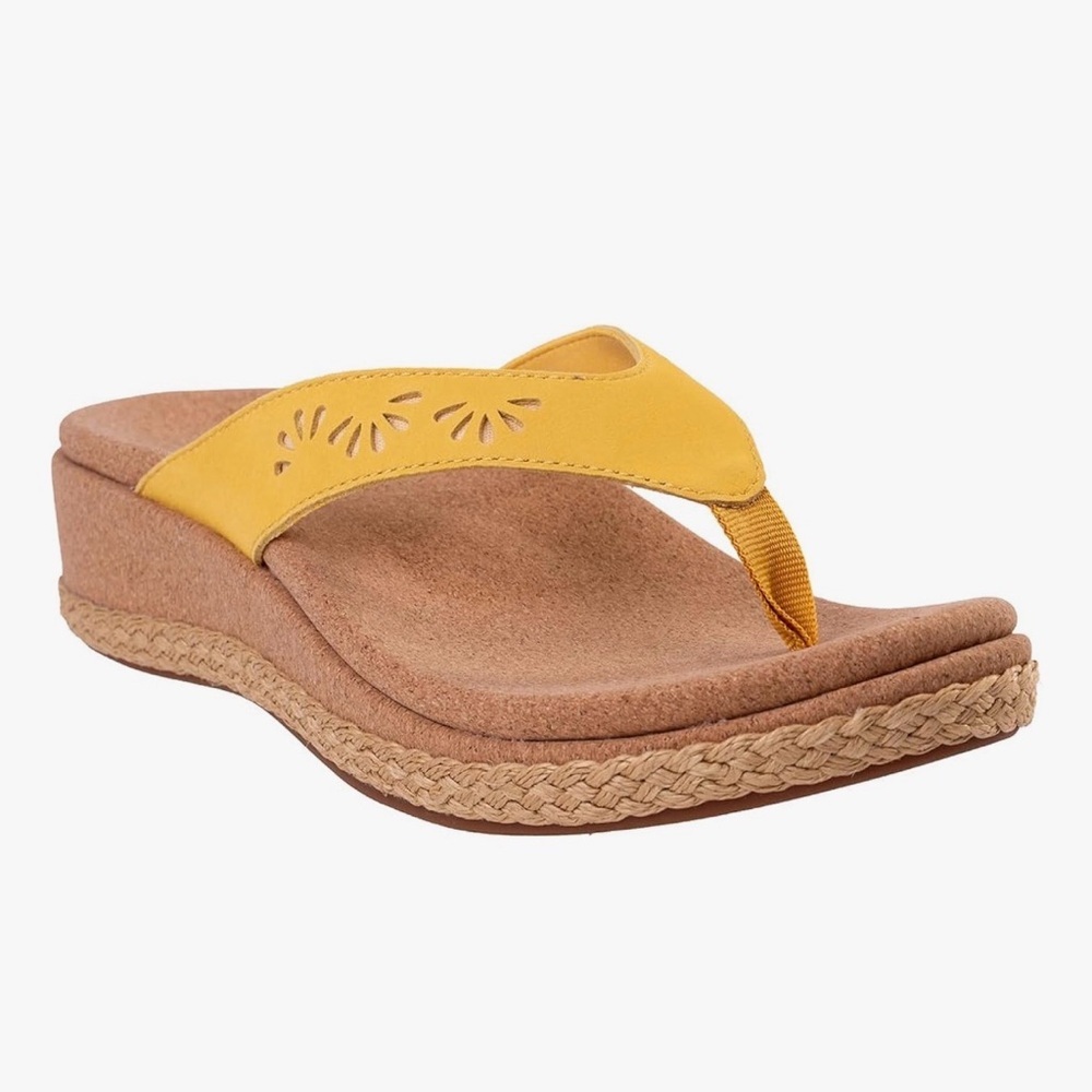 Revitalign Kate Wedge Flip Flop Sandals Yellow Size 11 B NWT
